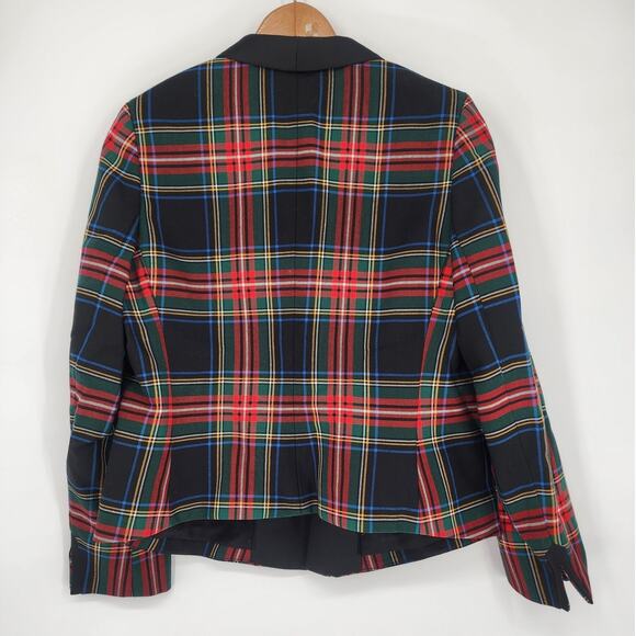 J. Peterman Royal Stewart Tartan Plaid Tuxedo Blazer Women’s Size 12 - Picture 2 of 10